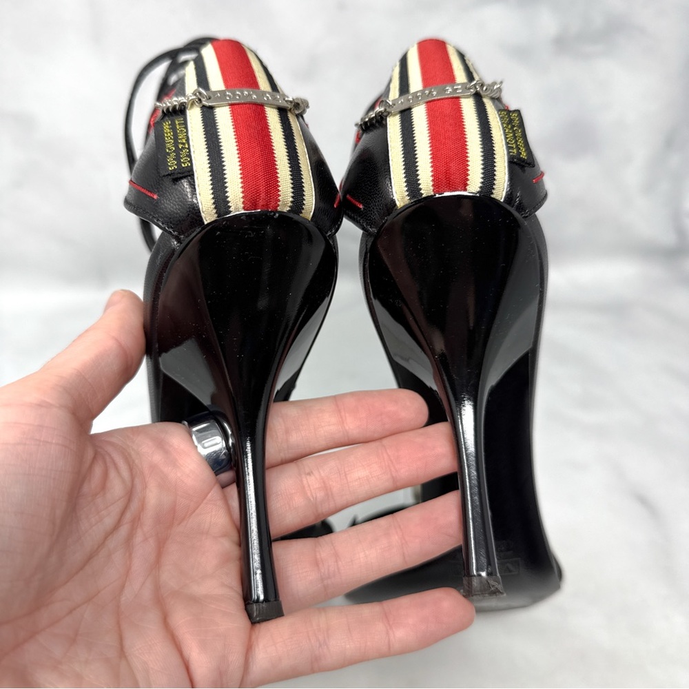 Giuseppe Zanotti Vicini Vintage Y2K Care Tag Leather Ankle Tie Sandal Heels 8 - Picture 11 of 16